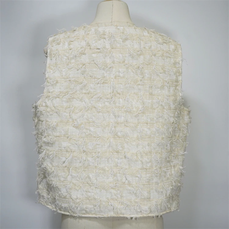 New Style Elegance Office Jacket Women Sleeveless Tops French Small Tweed Vest