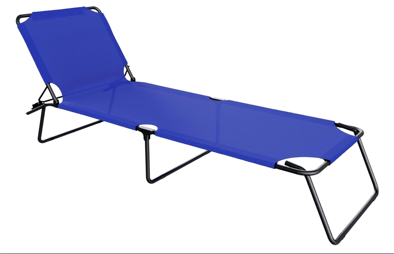Outdoor Chaise Lounge Chair Patio Beach Reclining Sun Bed Swimming Pool Sun Lounger Metal Aluminum Outdoor Furniture