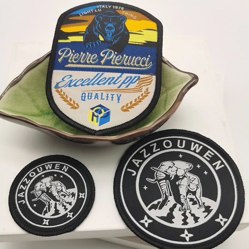 Tag badge LOGO decorative woven edge embroidery  TPU printing embroidery polyester sand line silicone label logo