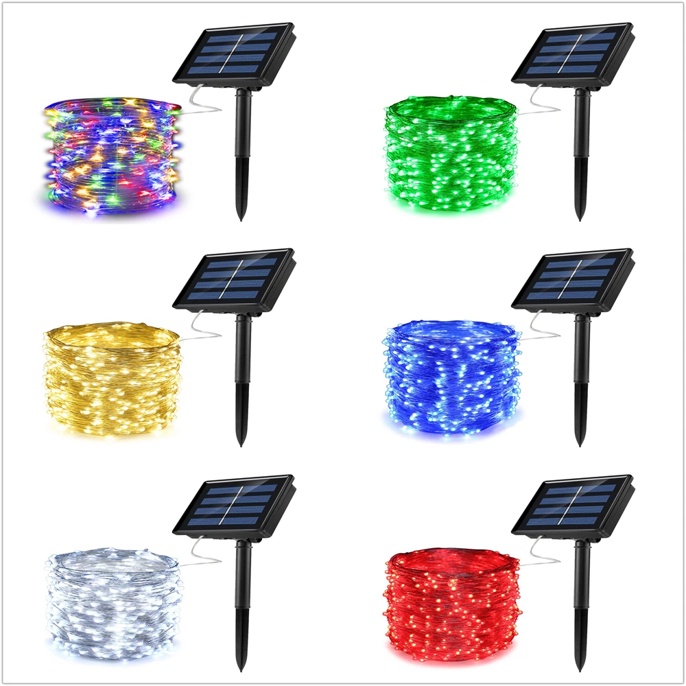 200 LED Festival decoration copper wire solar string lights outdoor decorations fairy outdoor wall lights copper wire