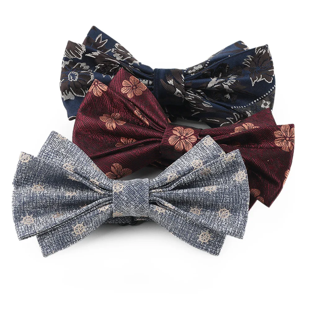 Wholesale Men Leather Buckle Bowtie Paisley Butterfly Knot Accessories Luxurious Bow Tie Black Cravat Formal Suit Wedding Ties
