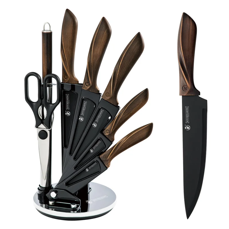 High Quality Stainless Steel 8 Pieces knife 8 inch kitchen knives wholesale with acrylic stand