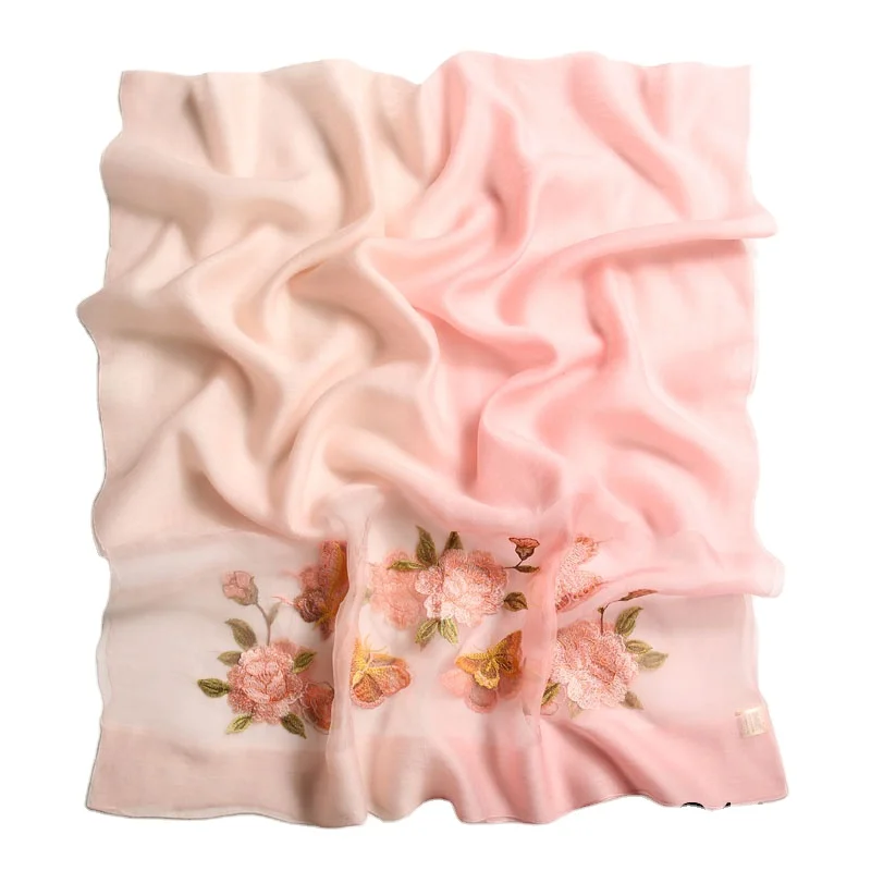 100% Pure Mulberry Silk Scarves Printing Designer Foulard En Soie Women Square Custom Silk Scarf From China with Logo