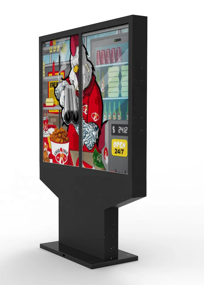 55-дюймовое Наружное Водонепроницаемый бок 4000 нит с двумя экранами вертикальный для контроля уровня сахара в крови с датчиком освещенности