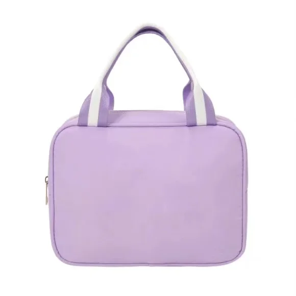 RTS High quality Large Capacity Food storage Bag with Embroidery Patch Name Pink Nylon Cooler Bag Waterproof Kids Lunch Bag box