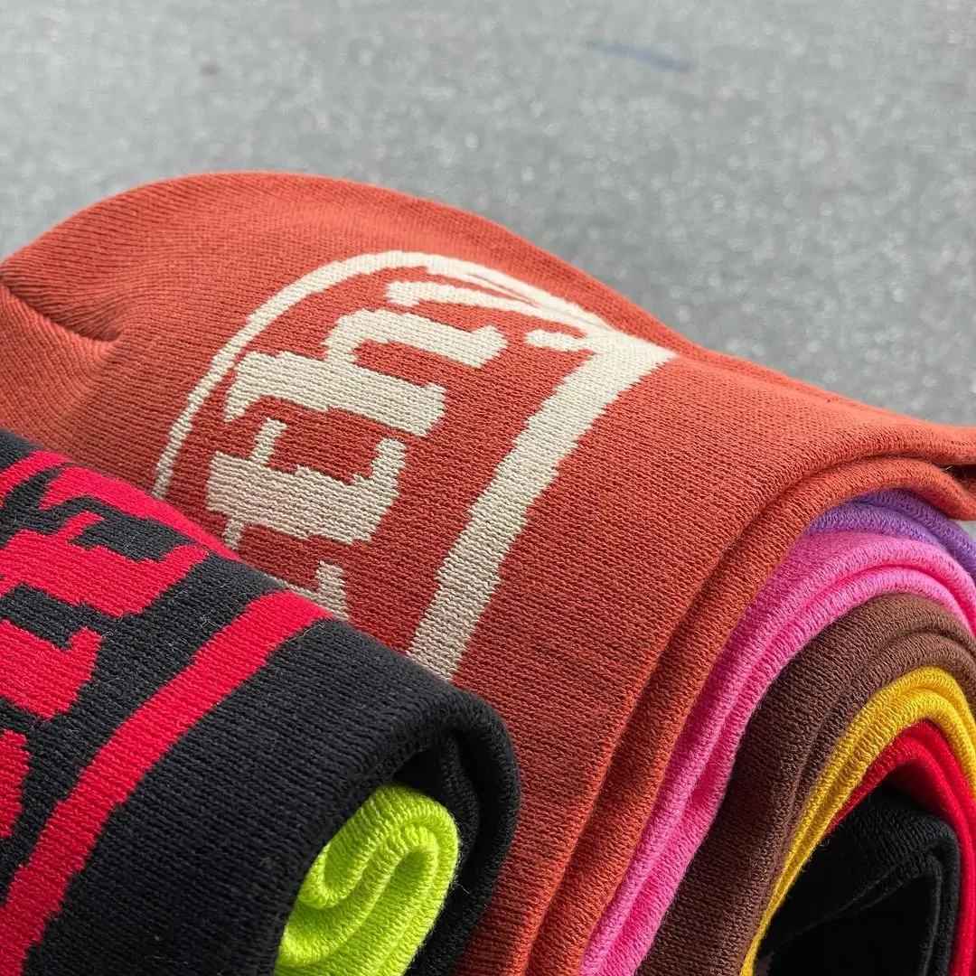 Custom Wholesale Logo Printed Streetwear Graphic No Fold Manufacturer Toque Polyester 100% Acrylic Knit Beanie Hat