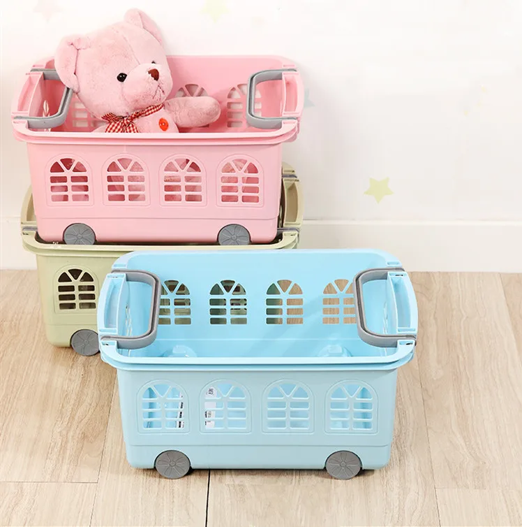 household items Wholesale eco-friendly portable  plastic trolley box container Storage Basket