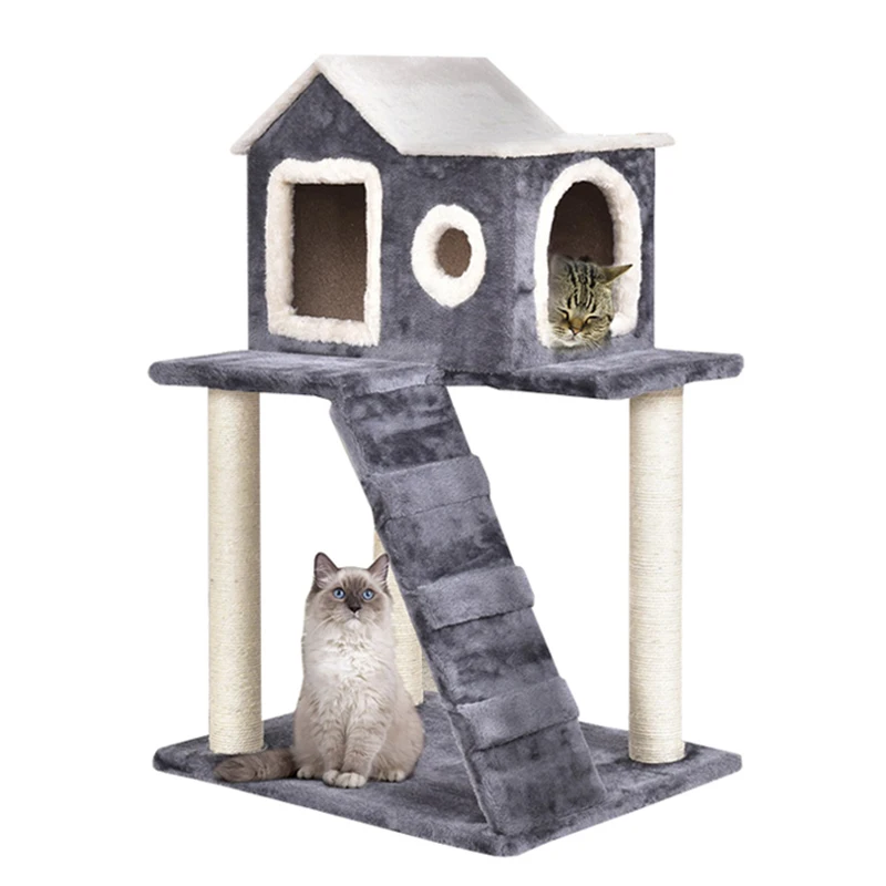 Cat Entertainment Playground Cat Condos with Sisal  Scratching  Poles Posts and Ladder for Kitten