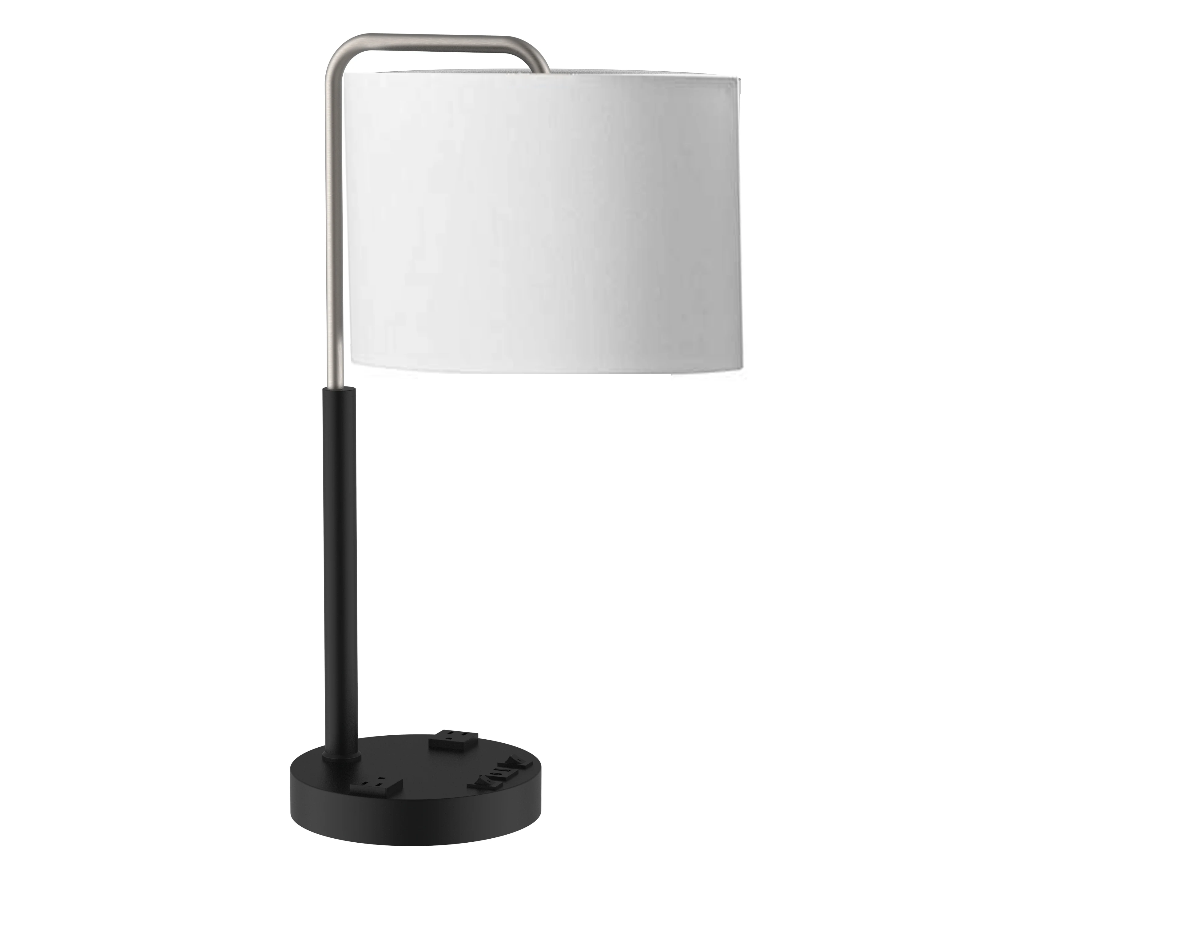 Modern Hotel Bedside Table Lamp with USB port and Round Acrylic Shade Twin Table Desk Lamp for Guestroom Bedroom