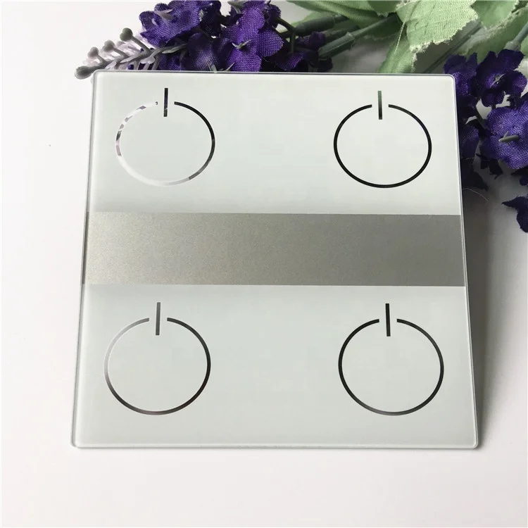 Glass factory customized White printed touch switch panel glass design
