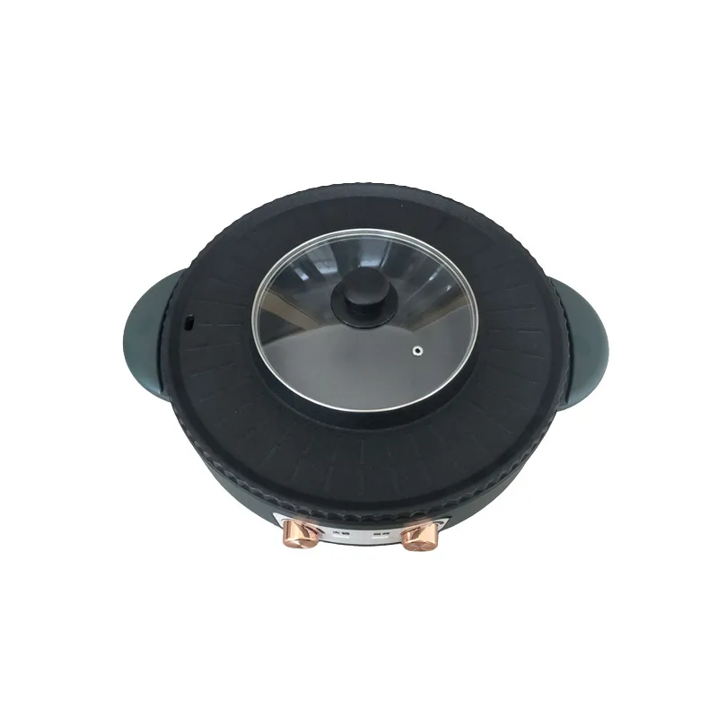 Indoor tabletop stainless steel hot pot manufacturer smokeless electric Hot Pot with Grill