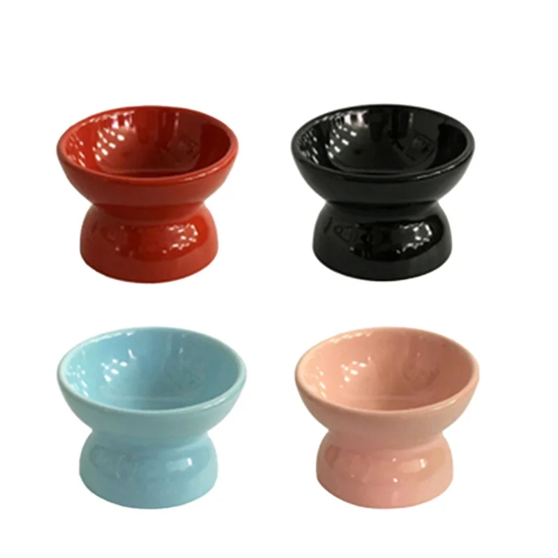 Custom Cat Bowl Anti Vomiting Tilted Elevate Raised bowl  for cat Ceramic pet bowls & feeders