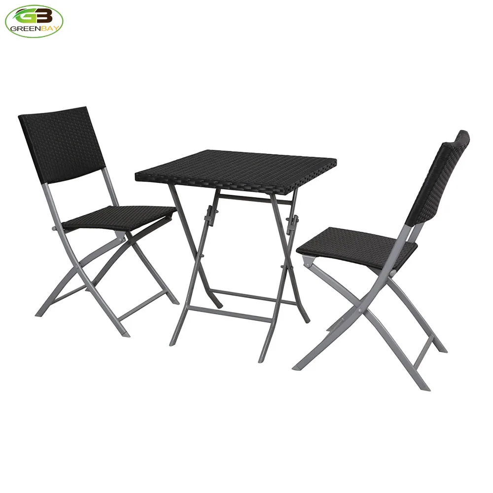 Cheap Modern Outdoor Garden Ratan Folding Furniture Sets Plastic Rattan Folding Chairs And Table