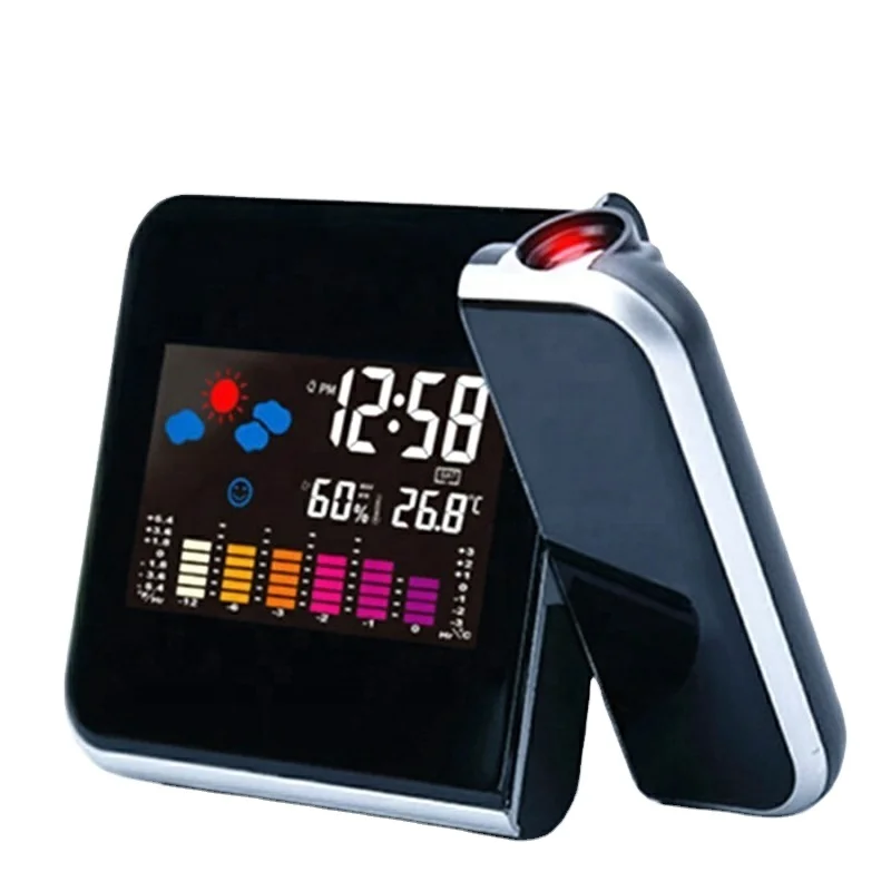 Multi-funtional Weather Station Digital Backlight Weather Forecast Alarm Clock With Time Projection