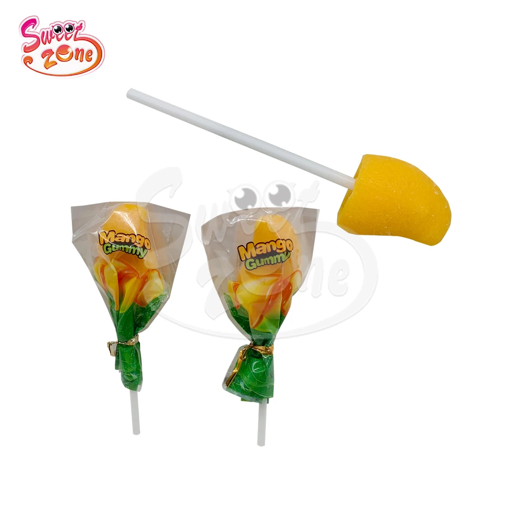 Wholesale custom Hot Selling Mango flavor Gummy Soft Jelly lollipop Candy