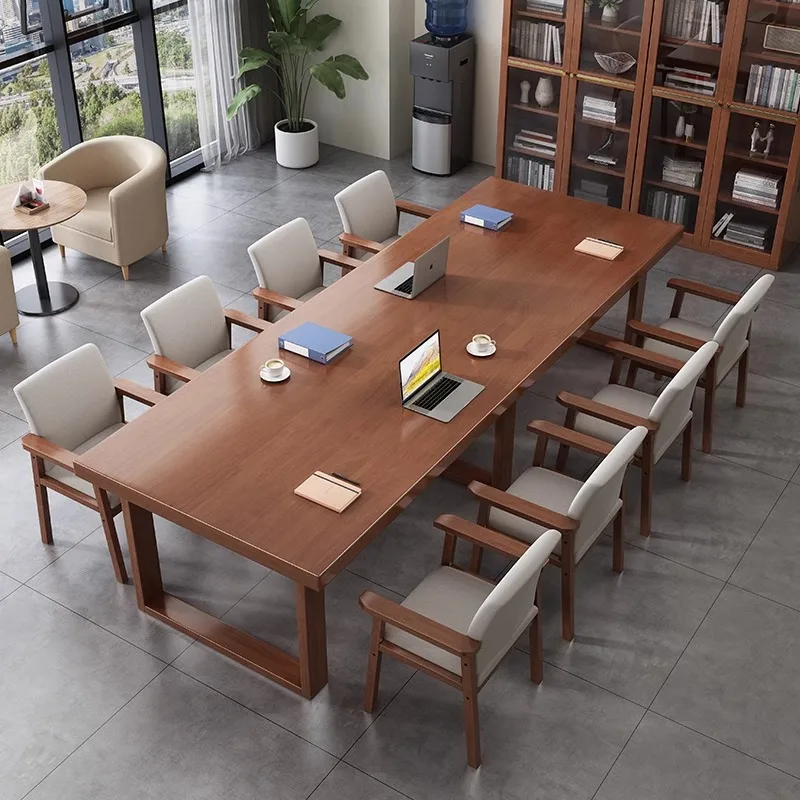 Solid Wood Conference Table Negotiation Computer Table Work Desk Negotiation Table and Chair Combination