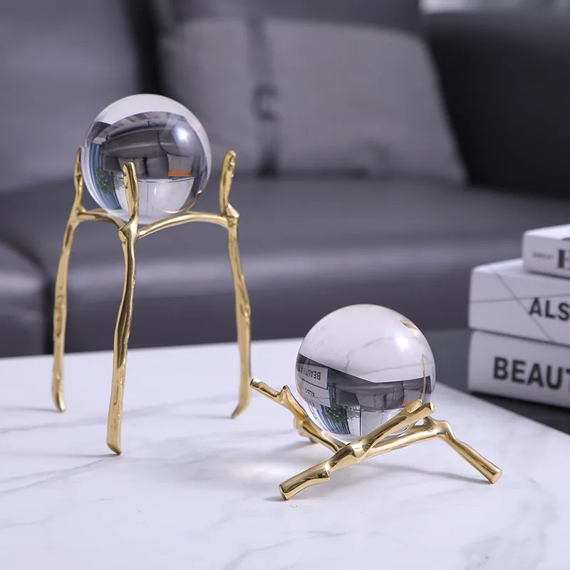 Modern Minimalist Pure Copper Crystal Ball Decoration Office Gift Decoration Home Living Room TV Cabinet Decorations