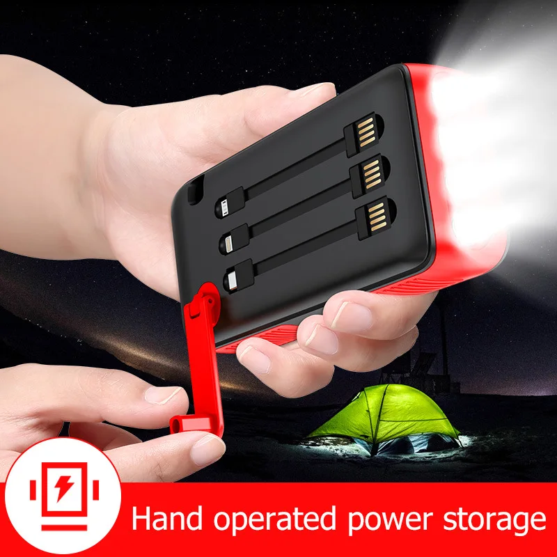 Private model with line solar power bank, 30000 mAh hand crank power bank,outdoor mobile power supply manufacturer