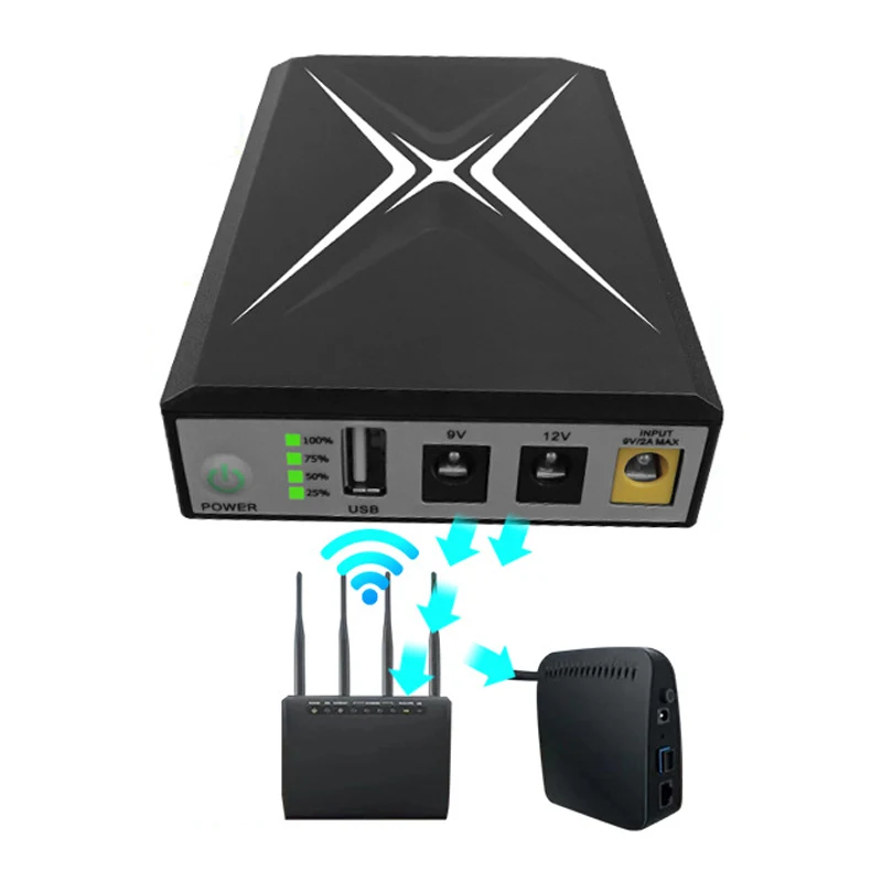 CW 5V 9V 12V Mini UPS для Wi-Fi маршрутизатора 10400 mah Smart DC 10 000