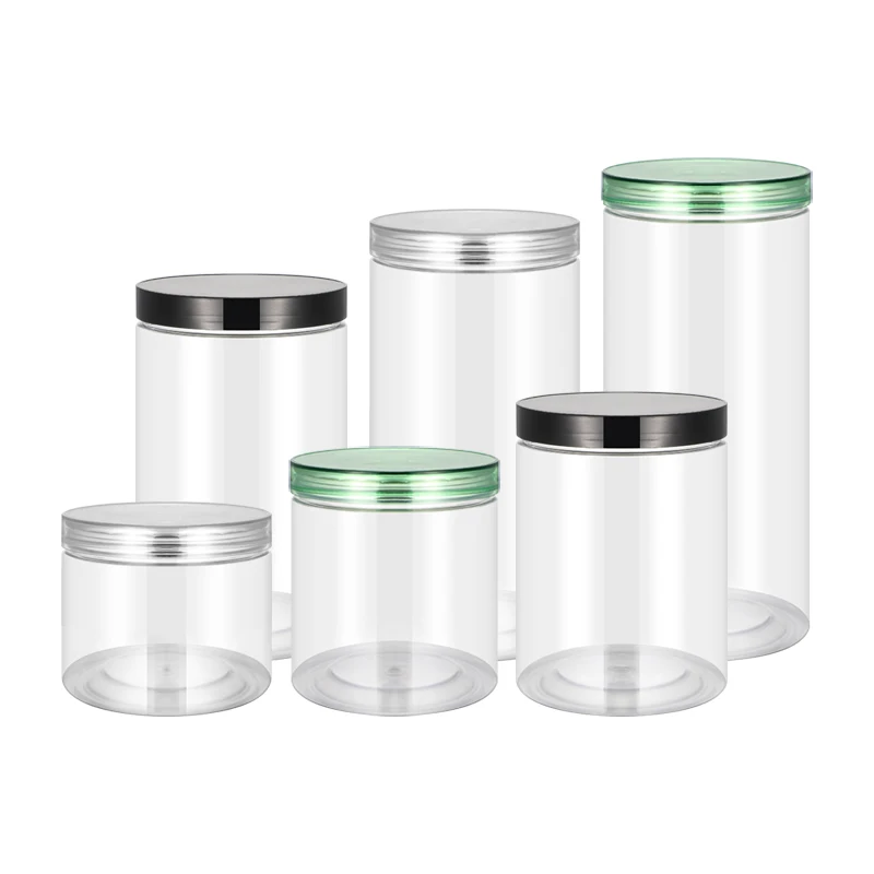 4oz 6oz 8oz 12oz 16oz 32oz Transparent PET Plastic Jars with Different Lids