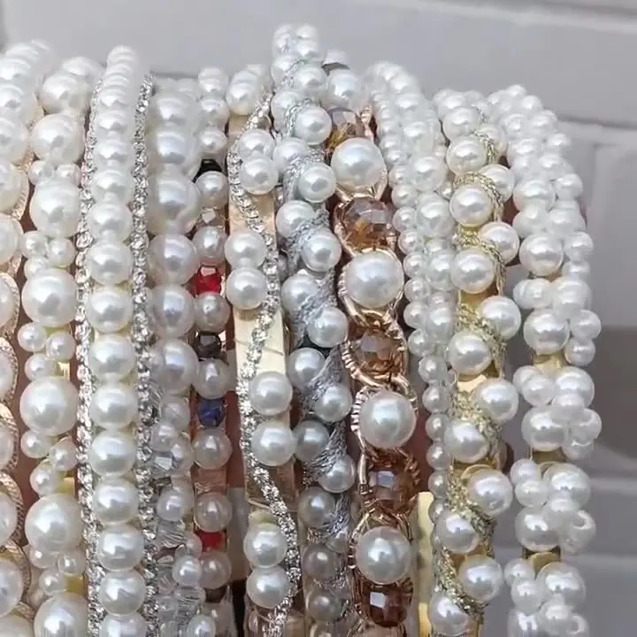 Wholesale Custom Beaded Headbands For Women  Hair Bands For Men Makeup Hair Band Pearl Headband Hair Jewelry