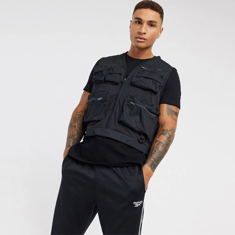 Новейший модный мужской сетчатый жилет на заказ с несколькими карманами