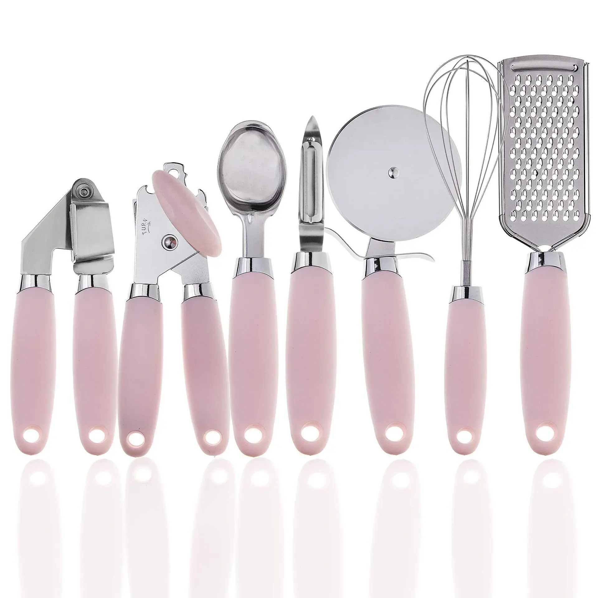 Hot Selling 7 Pc Kitchen Gadget Set Stainless Steel Utensils With Soft Touch Black Handles