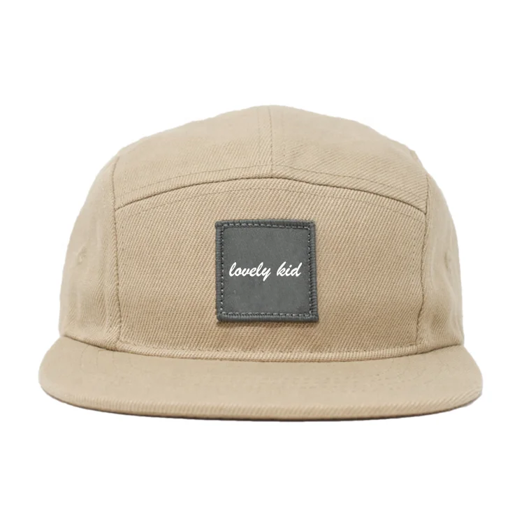 
2020 Custom Cotton Kids Size 5 Panel Camp Cap with Woven Patch 