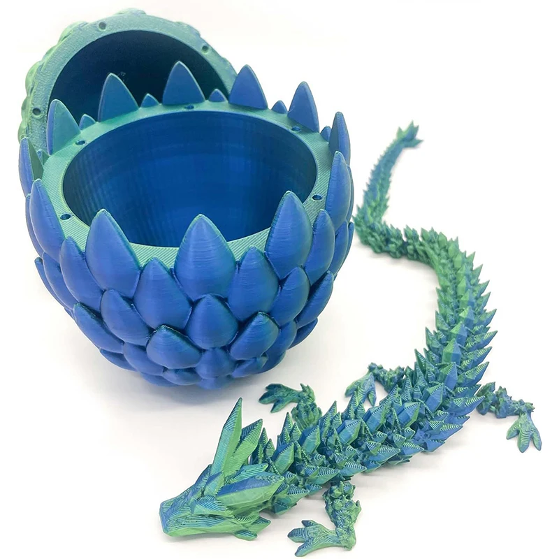 Creative 3D Printed Gem Articulated Dragon Rotatable Dragon Toys Mystery Dragon Egg Posture Joints Fidget Toy for Autism ADHD