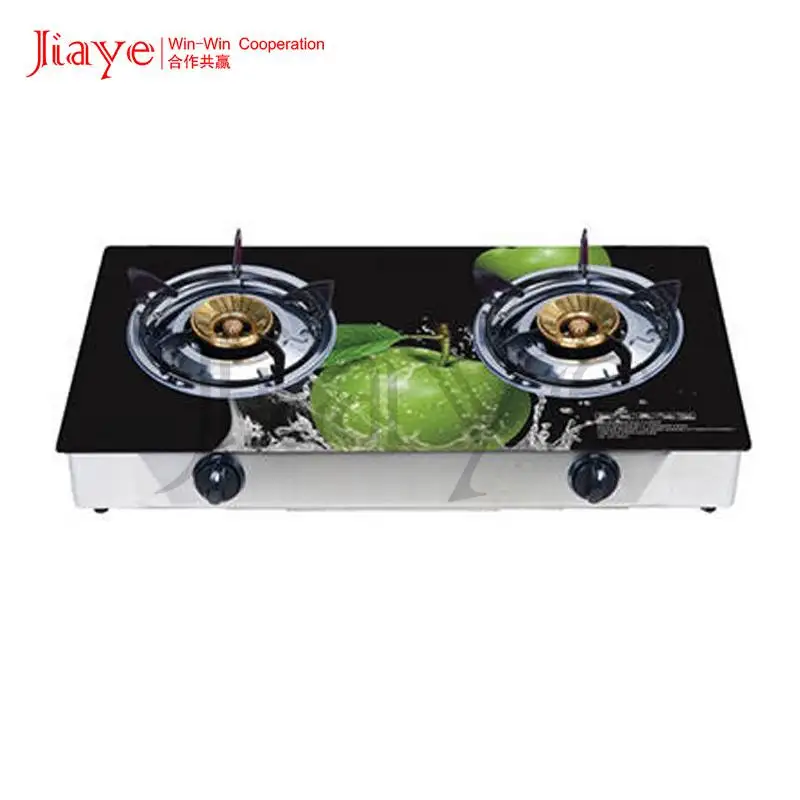 2 Burners Cast Iron LPG Tempered Glass Gas Stove
