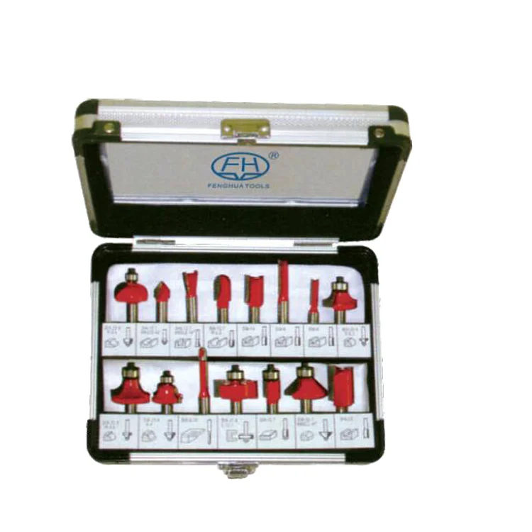 15C 15PCS Router Bits Set Carbide Tipped Router Bits for Wood Woodworking Safety Milling Cutters Wood Drill Bit Set