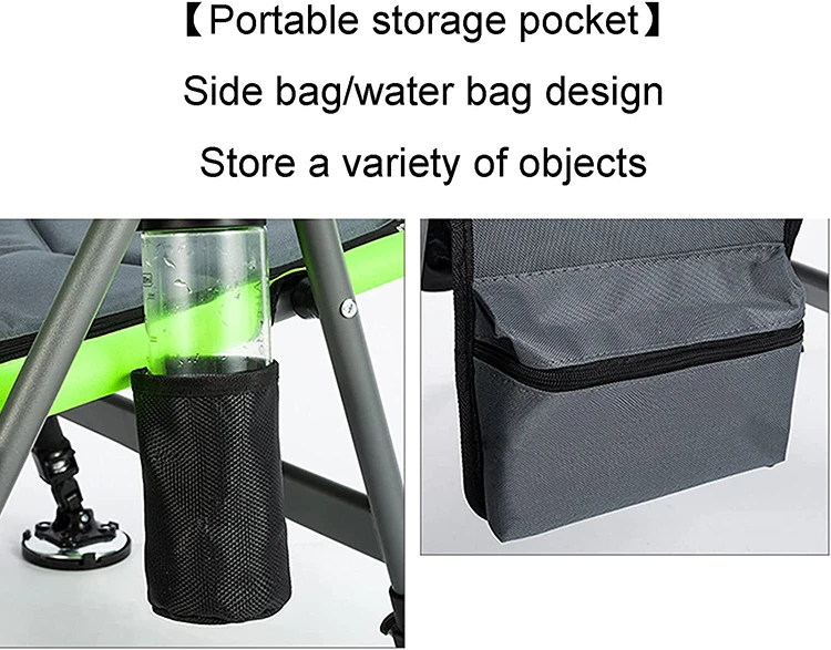 Portable Folding Beach Fishing Bed Chair Adjustable Recliner outdoor  army Green beach aluminum alloy fishing chair