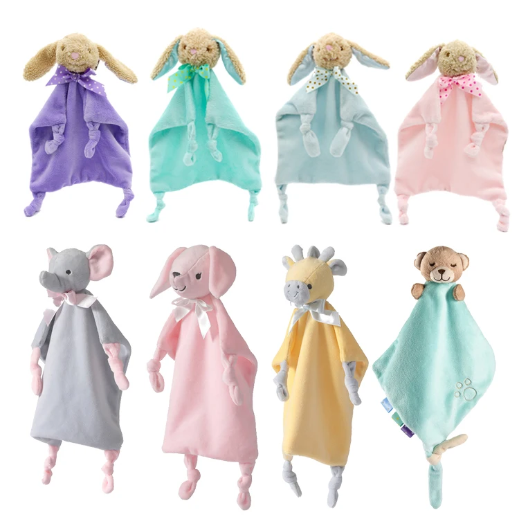 2021 New Type Animal Head Plush Security Baby Blanket Cartoon Baby Comforter Blanket