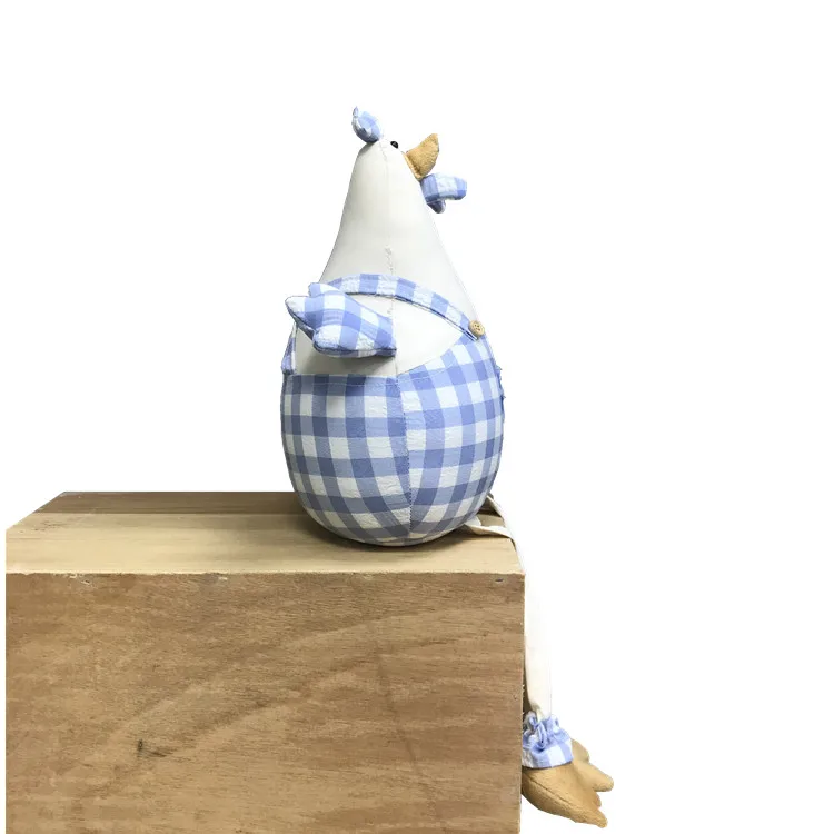Easter Decor Cute Pink Dangle Legs Animal Shelf Sitter Hen Plaid Fabric Sitting Chicken Stuffed Animal for Home Decoration