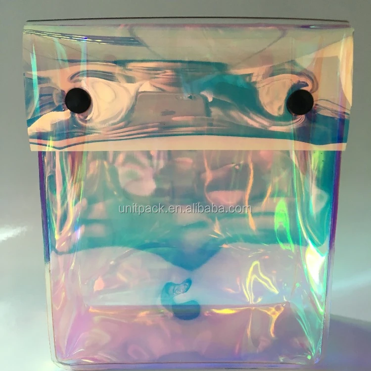 Shiny Bag High Quality Heat Seal Laser Pvc Clothing Waterproof Customized Printed Ziplock Bags for Clothing Promotion Recyclable