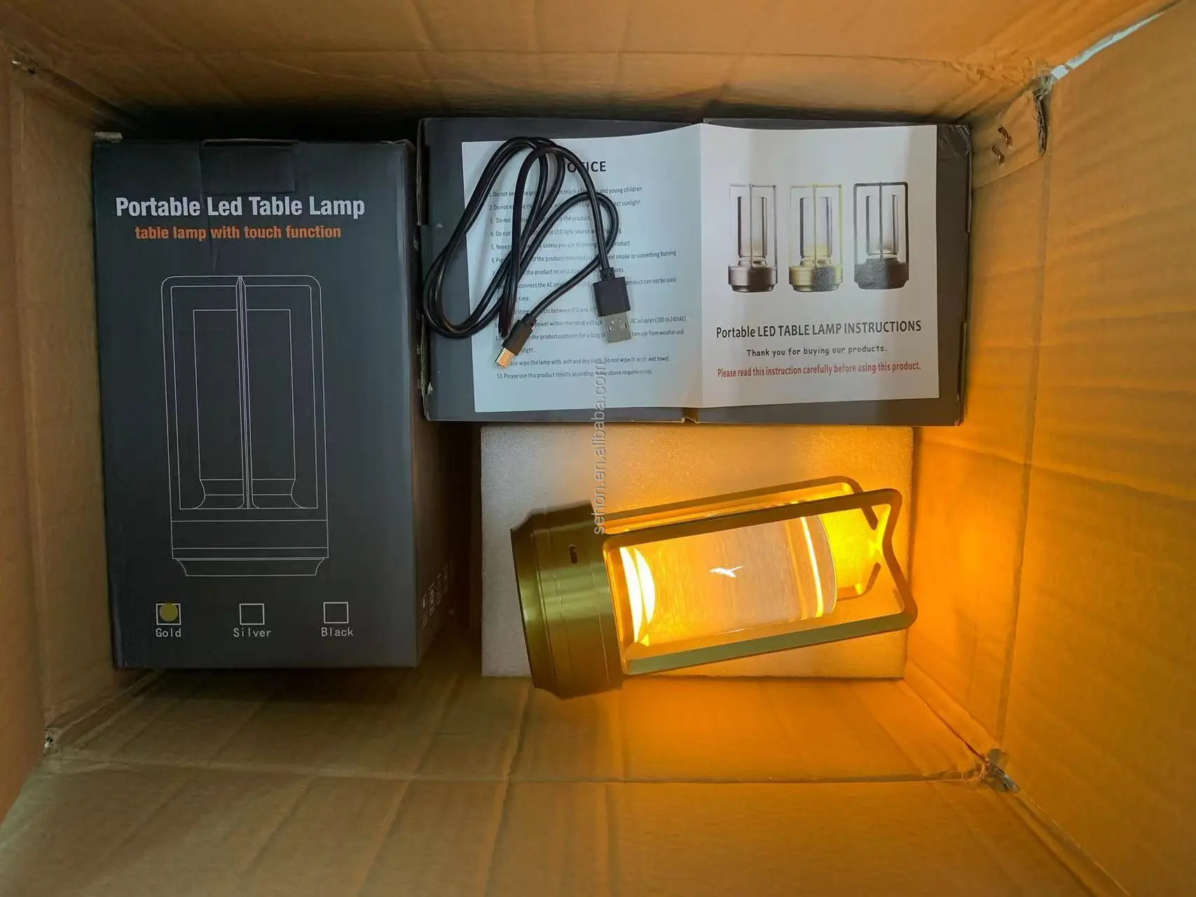 Cordless LED Table Lamp with Dimmer Built-in Rechargeable Battery 3-Level Brightness Patio Table Lamp