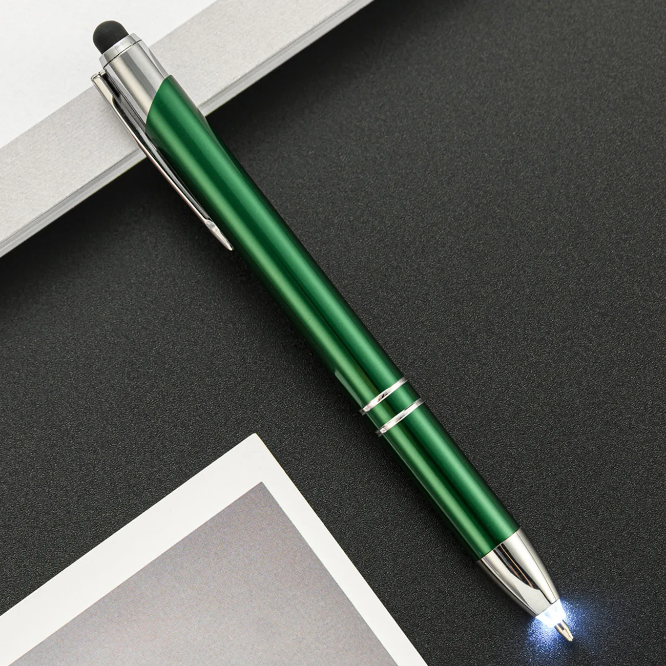 Classic  Metal Pen With Light Led Tip And Stylus Ballpoint Pen Write In Dark Pen