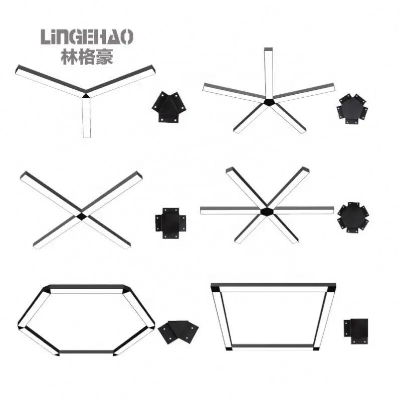 Aluminum 4ft/5ft/6ft long rectangular strip lamp Commercial office combination splicing linear lighting