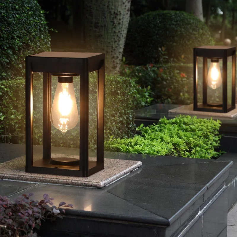 Simple design human sensor gate pillar lights outdoor european pillar light decorative fence yard