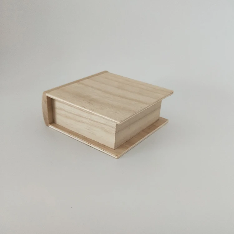 unfinished paulownia wood cosmetic boxes book shape wood drawer box