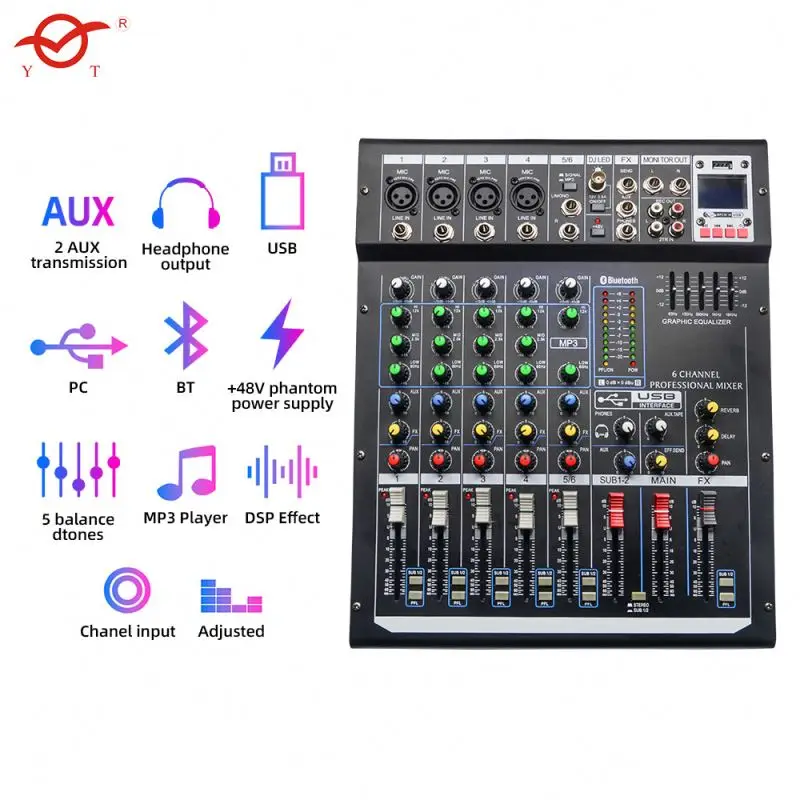 Dj Controlleraudio Console Mixer Professional Audio New 2024 Fm Microphone Wireless Plus 5 Channel Digital Mini