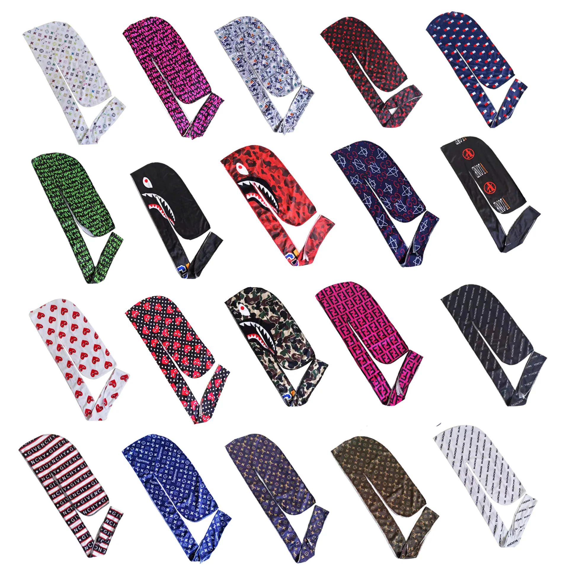 Custom Print Bandanas Satin Spandex Designer Du Rag Durage