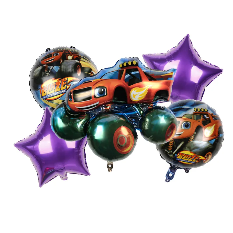 5 pcs/bag New Design BLAZE Car Sets SUV Shaped Foil Balloon play game Happy Birthday Party Decoration balloons supplies