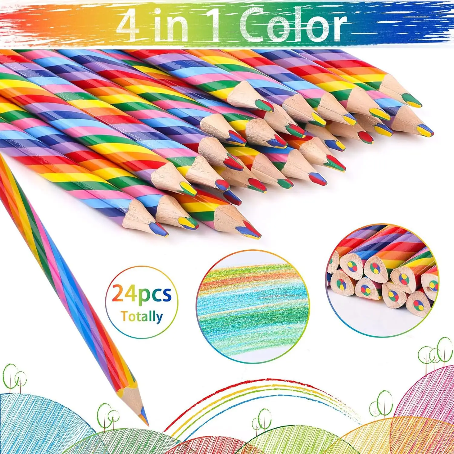 4 in 1 Lead Colored Rainbow Pencils Draw Art Colour Pencils for Kids Artists School Students