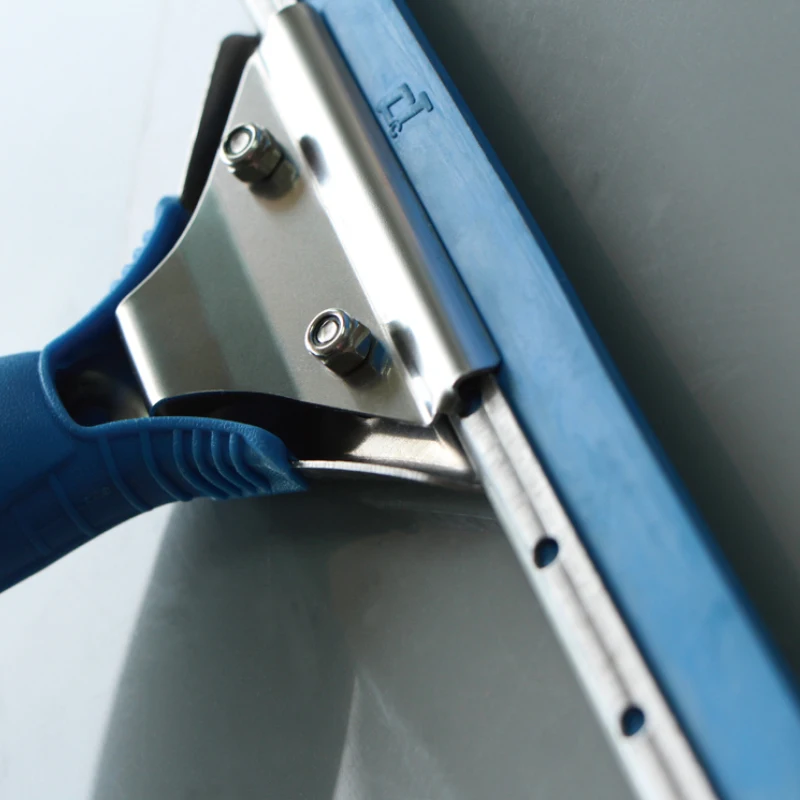 Premium commercial janitorial supplies 14 inch blue soft rubber trident window glass cleaning squeegee with long handle