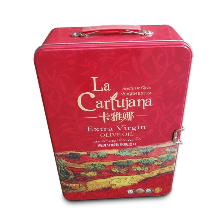 Large Rectangular Window Lid Handle Tin Box With Metal Clip