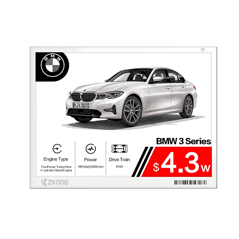 13.3 inch Display Factories Zkong Digital Price Tag E ink Display Supplier