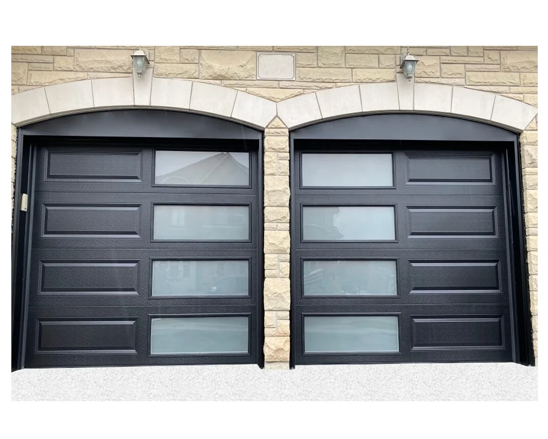 2021 New American Modern Steel Sectional Double Garage Doors with Glass Windows Overhead Insulated 16x8 Flap Sliding Door Prices