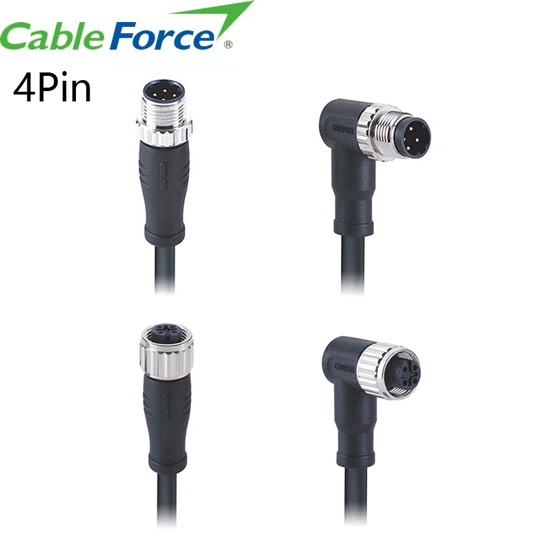 CableForce China Supplier ODM OEM M12 A Code Waterproof Male Female Circular Molding Cable Connector 2 3 4 5 8 12 17 Pin