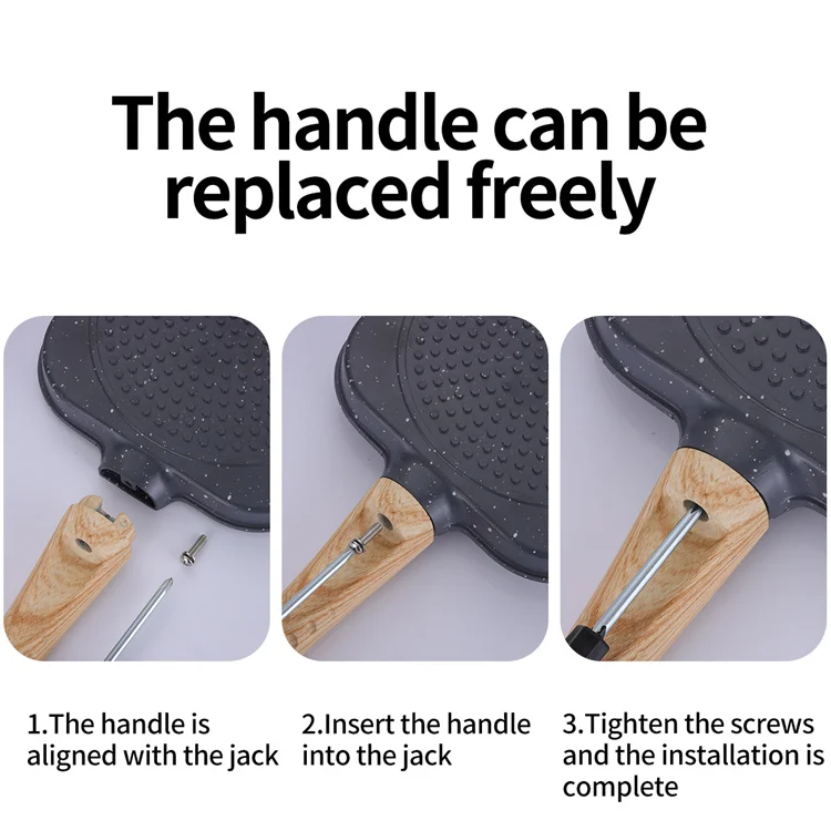 Low price Good quality Three Hole Healthy Egg Frying Pan  with  bakelite wood Handle